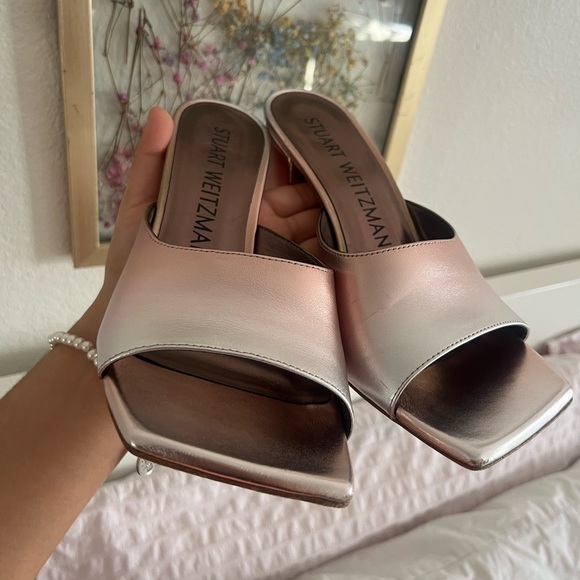 Stuart weitzman block heels size 8.5 rose gold - Picture 10 of 14